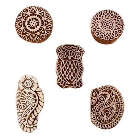 Set of 5 Piece New Mix Wooden Printing Blocks